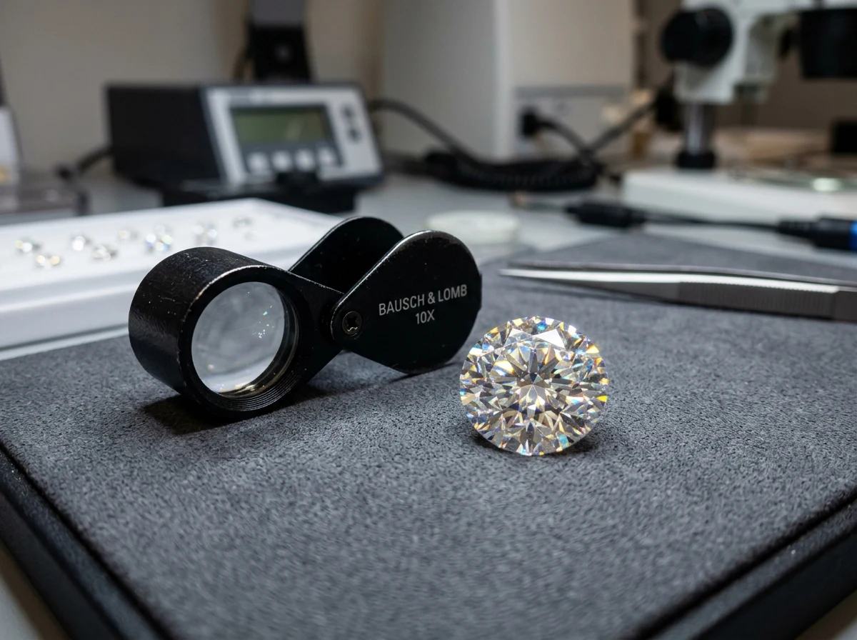 Diamond Certification with Jeweler Loupe