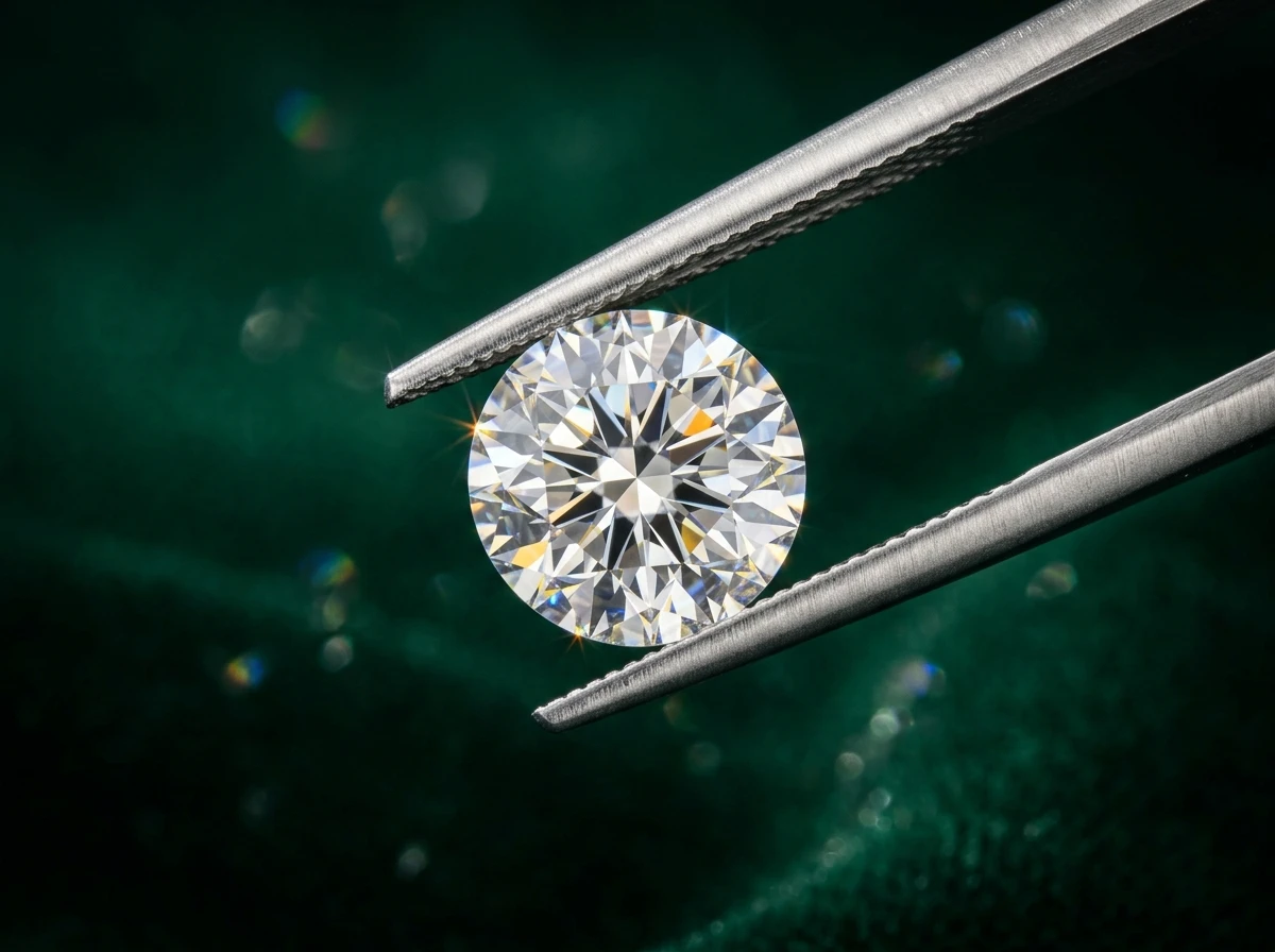 Precision Gemological Tweezers Inspecting Loose Diamond