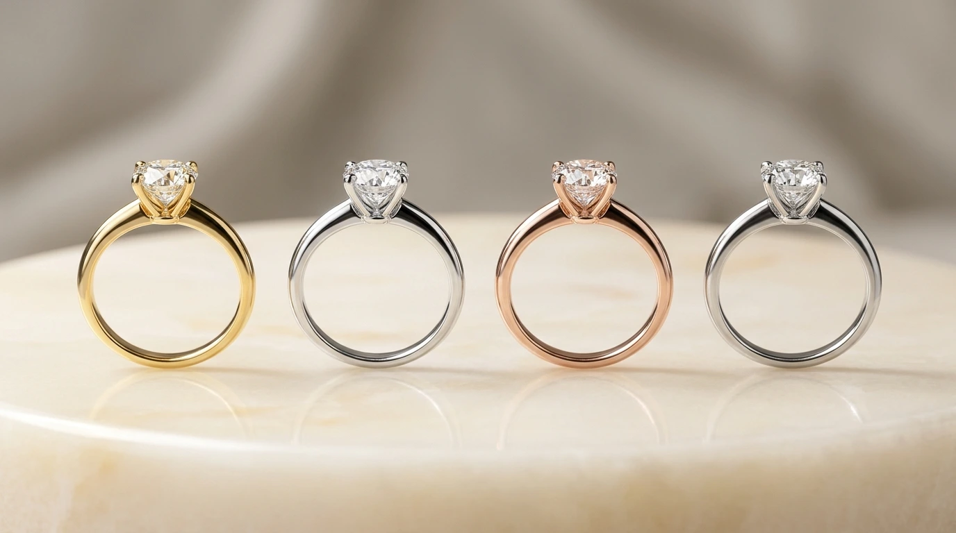 Precious Metals comparison: Yellow Gold, White Gold, Rose Gold, Platinum