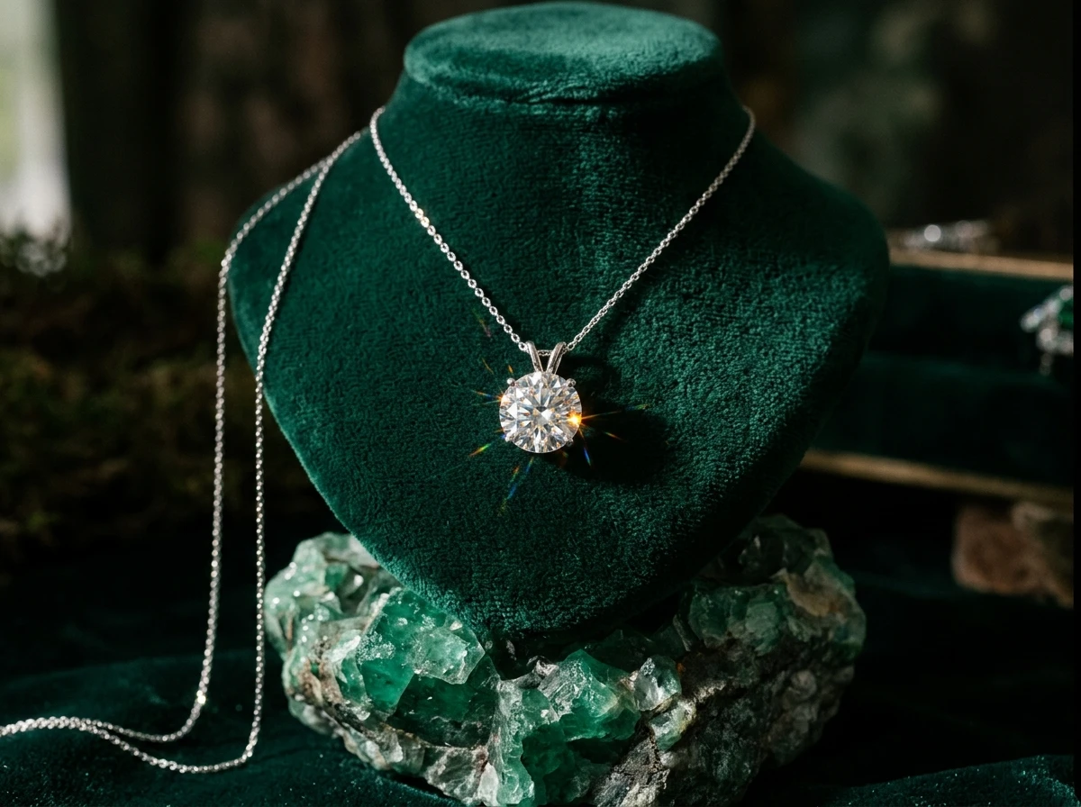 Floating Solitaire Diamond Pendant Necklace