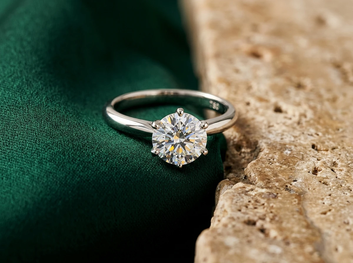 Certified Solitaire Diamond Ring in 18K Solid Gold