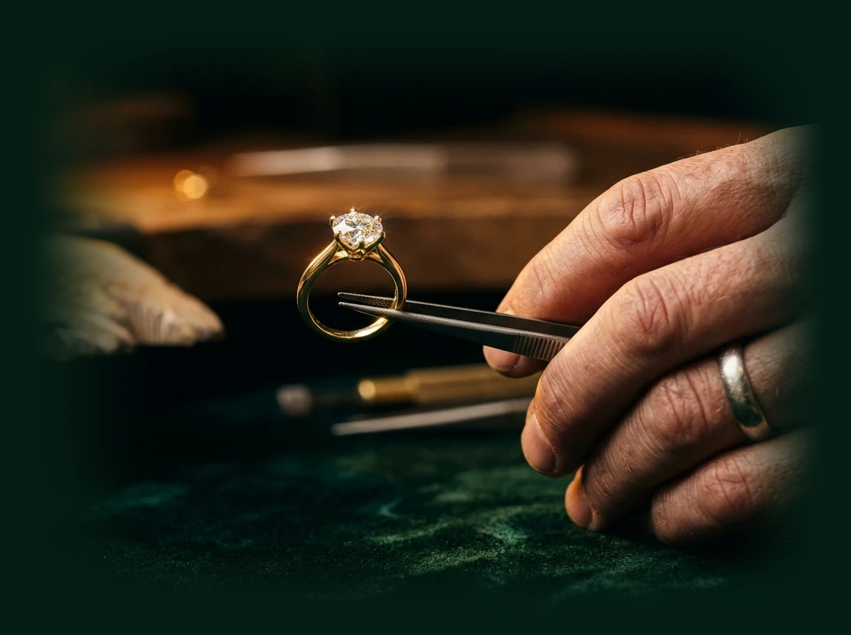 Precision Gemological Inspection of Fine Solitaire Diamond Ring